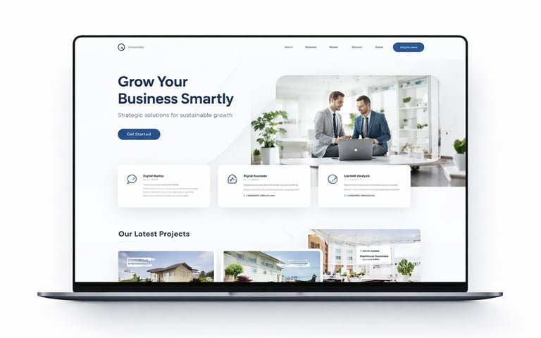 Modern business website design mockup