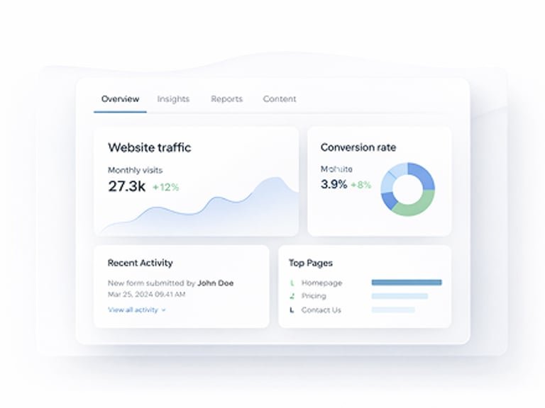 Website UI sections and feature cards