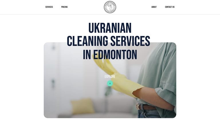 Professional cleaning services website for a cleaning company in Edmonton, Canada, offering residential and commercial cleaning solutions
